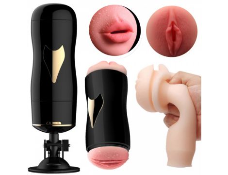 Dwustronny masturbator z wibracją B Series Fox czarny USB - 5